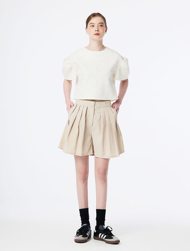 PUFF CROPPED BLOUSE (CREAM)